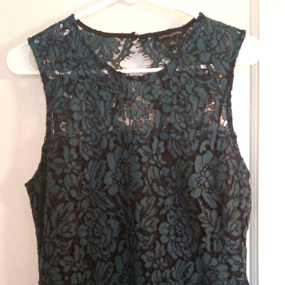 Banana Republic Dark Green Lace Midi Dress - Picture 4 of 12